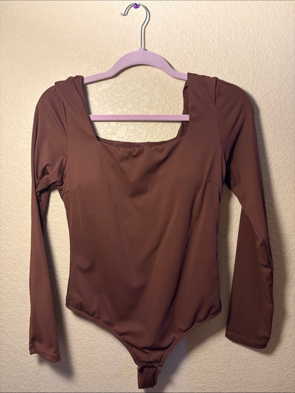 Brown Square Neck Long Sleeve shape-wear Bodysuit